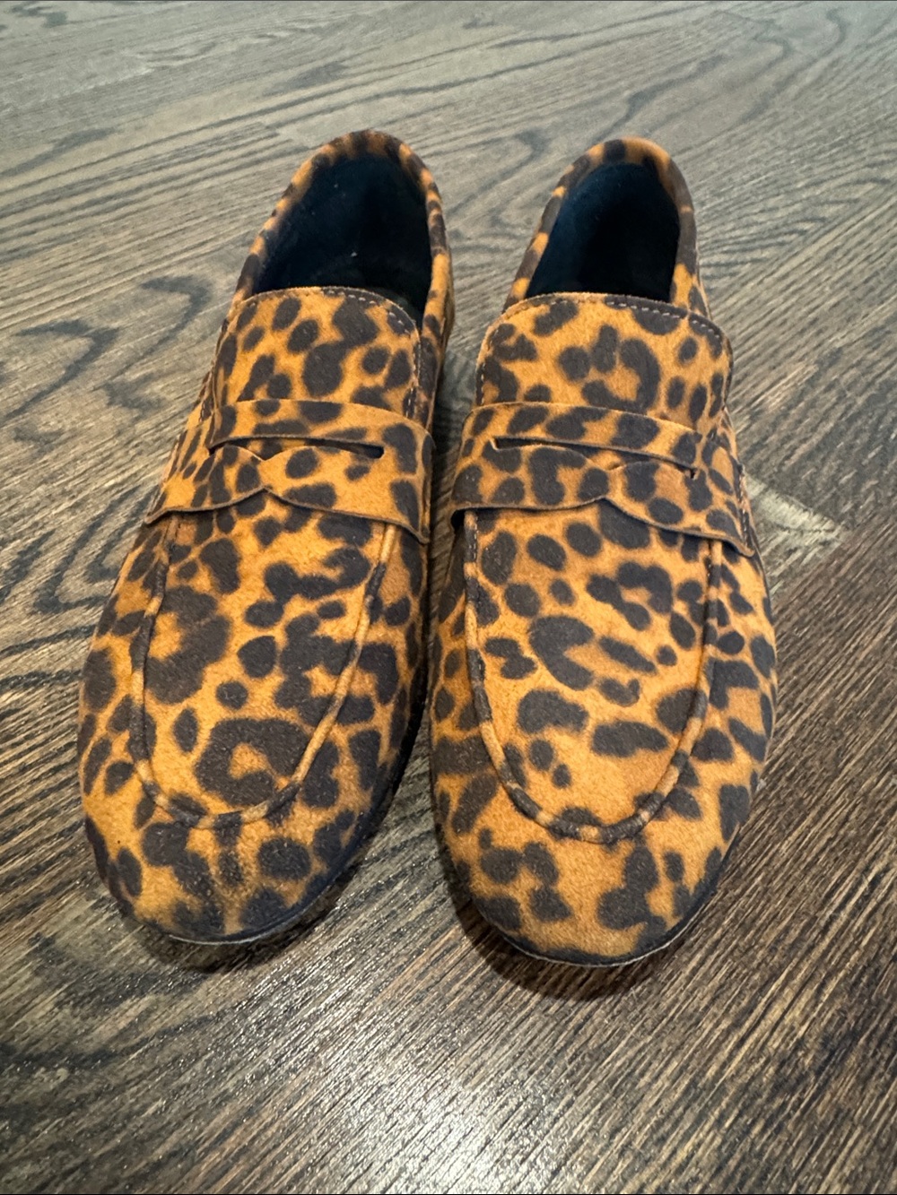 M. Gemi Leopard-Print Penny Loafers in Brown and Black
